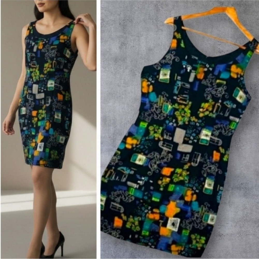 Vintage 90s | Rabbit Designs abstract floral sheath dress 14